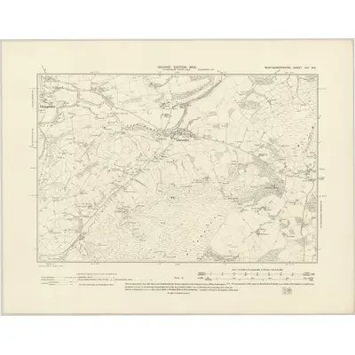 1900 Map of Montgomeryshire XXI.NE, 1902 Print