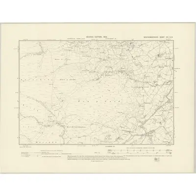 1900 Map of Montgomeryshire XXI.NW, 1902 Print