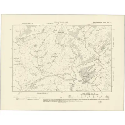 1900 Map of Montgomeryshire XXII.NE, 1902 Print