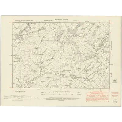 1949 Map of Montgomeryshire XXII.NE, 1953 Print
