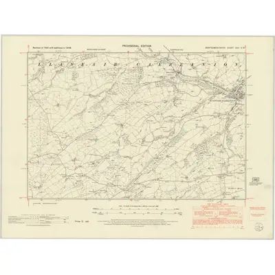 1949 Map of Montgomeryshire XXII.SW, 1953 Print