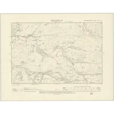 1900 Map of Montgomeryshire XXVI.SW, 1903 Print