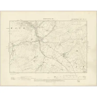 1900 Map of Montgomeryshire XXVII.SE, 1903 Print