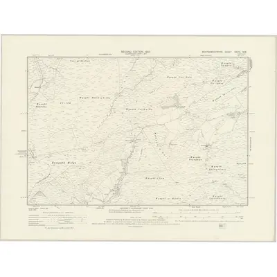 1900 Map of Montgomeryshire XXVIII.NW, 1931 Print