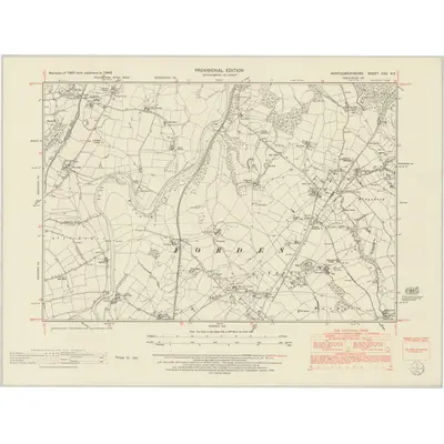 1949 Map of Montgomeryshire XXX.NE, 1953 Print