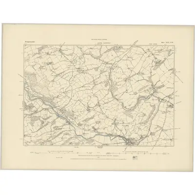 1884 Map of Montgomeryshire XXX.NW, 1885 Print