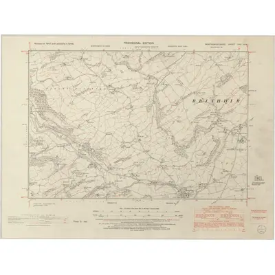 1949 Map of Montgomeryshire XXX.NW, 1953 Print