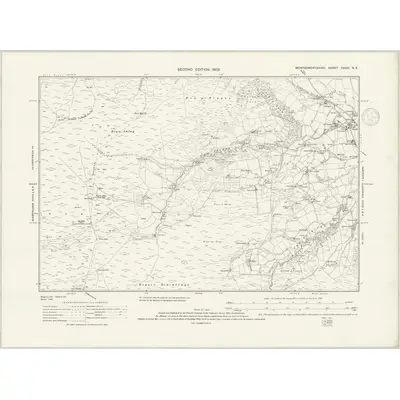1900 Map of Montgomeryshire XXXIV.NE, 1938 Print