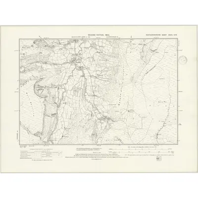 1900 Map of Montgomeryshire XXXIV.NW, 1938 Print