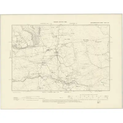 1901 Map of Montgomeryshire XXXIV.SW, 1903 Print