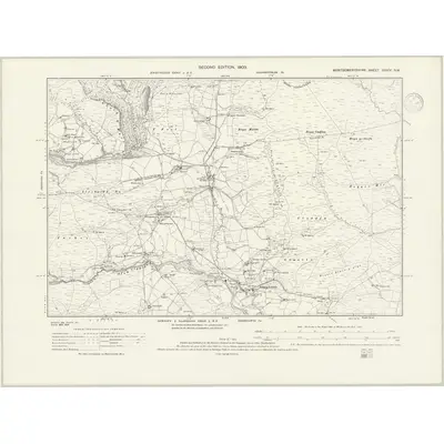 1901 Map of Montgomeryshire XXXIV.SW, 1938 Print