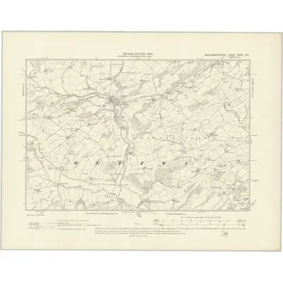 1900 Map of Montgomeryshire XXXVI.NE, 1903 Print