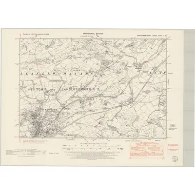 1949 Map of Montgomeryshire XXXVI.SE, 1953 Print
