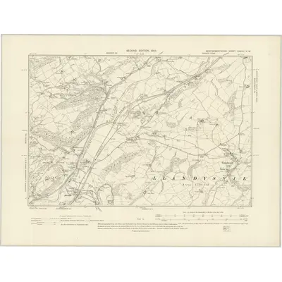 1901 Map of Montgomeryshire XXXVII.NW, 1903 Print