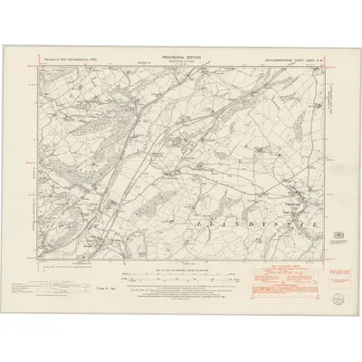 1949 Map of Montgomeryshire XXXVII.NW, 1953 Print