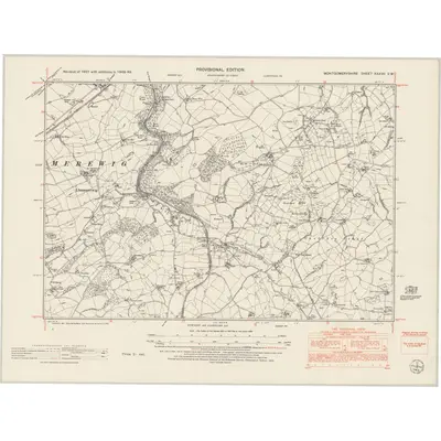 1948 Map of Montgomeryshire XXXVII.SW, 1953 Print