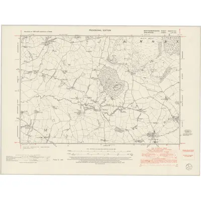 1949 Map of Montgomeryshire XXXVIII.SE, 1953 Print