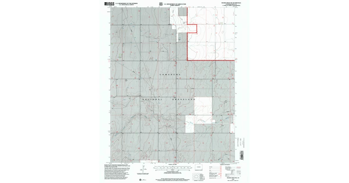 1997 Map of Moore Draw NW, Baca County, CO — High-Res | Pastmaps