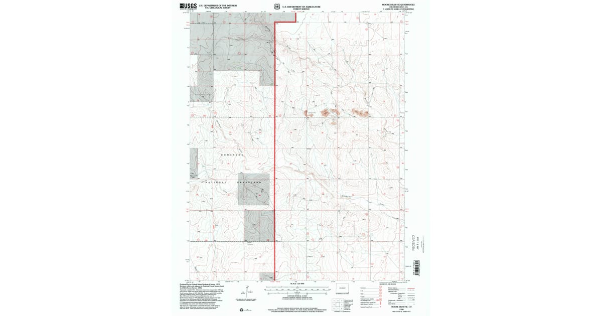 1996 Map of Moore Draw SE, Baca County, CO — High-Res | Pastmaps