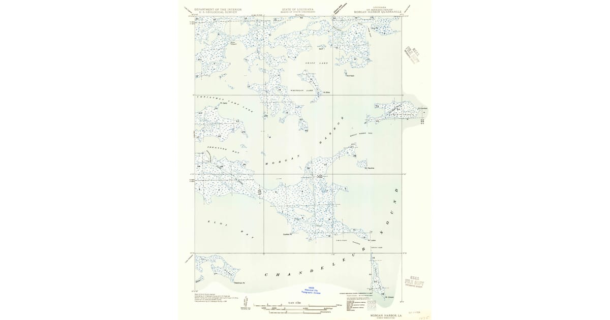 1954 Map of Morgan Harbor, St. Bernard Parish, LA — High-Res | Pastmaps