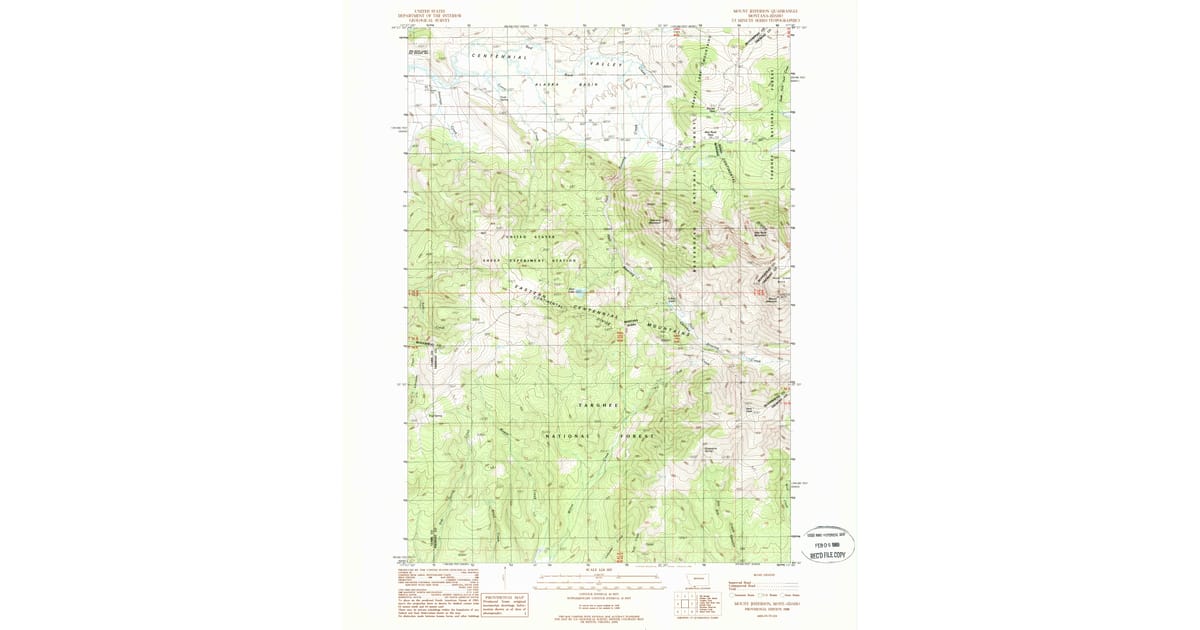Beaverhead Spring 1988 Map of Mount Jefferson, Beaverhead County, MT — High-Res | Pastmaps
