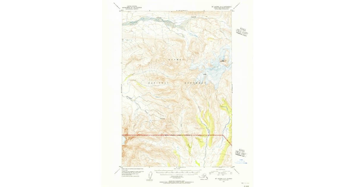 1951 Map of Mount Katmai A-5, Lake and Peninsula Borough, AK — High-Res ...