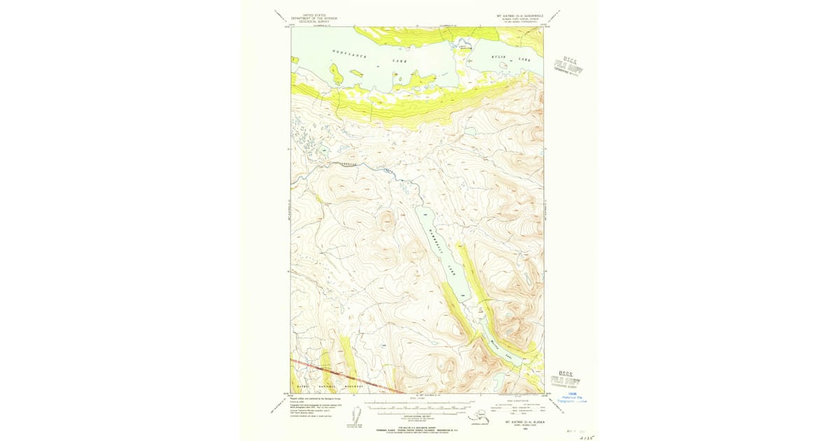 1951 Map of Mount Katmai D-4, Lake and Peninsula Borough, AK — High-Res ...
