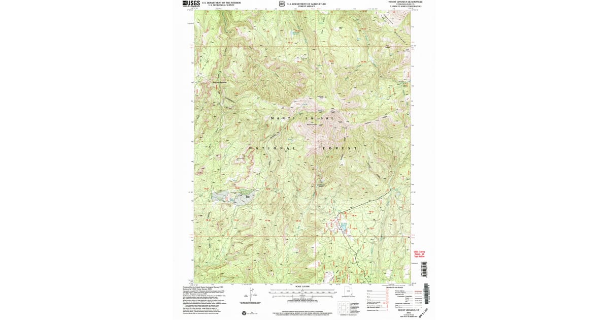 2001 Map of Mount Linnaeus, San Juan County, UT — High-Res | Pastmaps