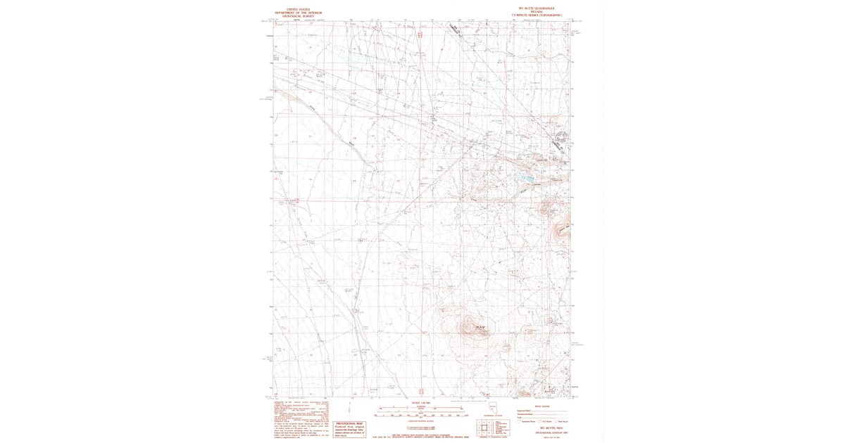 1987 Map of Mt. Butte, Esmeralda County, NV — High-Res | Pastmaps