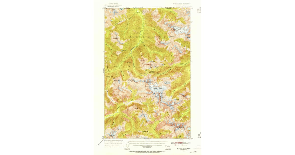 1953 Map of Mt Challenger, Whatcom County, WA — High-Res | Pastmaps