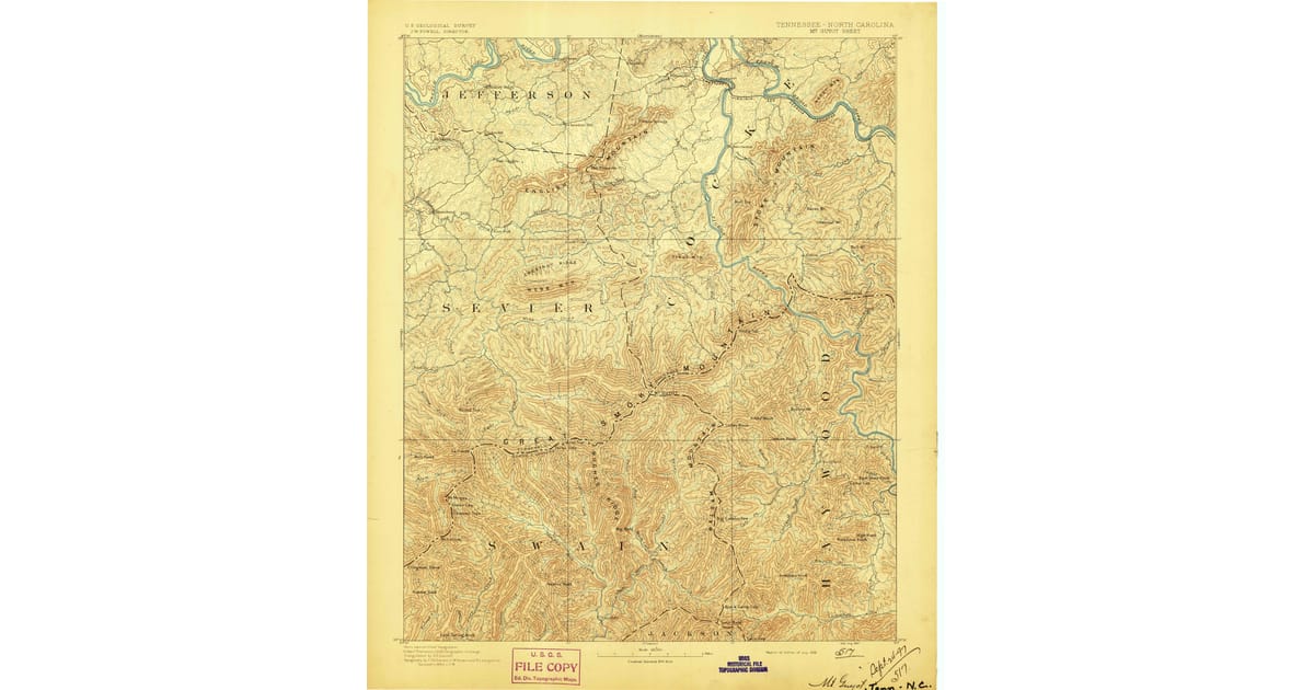Old Maps of Long Springs Tiny Homes - Mt Guyot Cocke County Tn Usgs Topo 1893 Og 1200x630