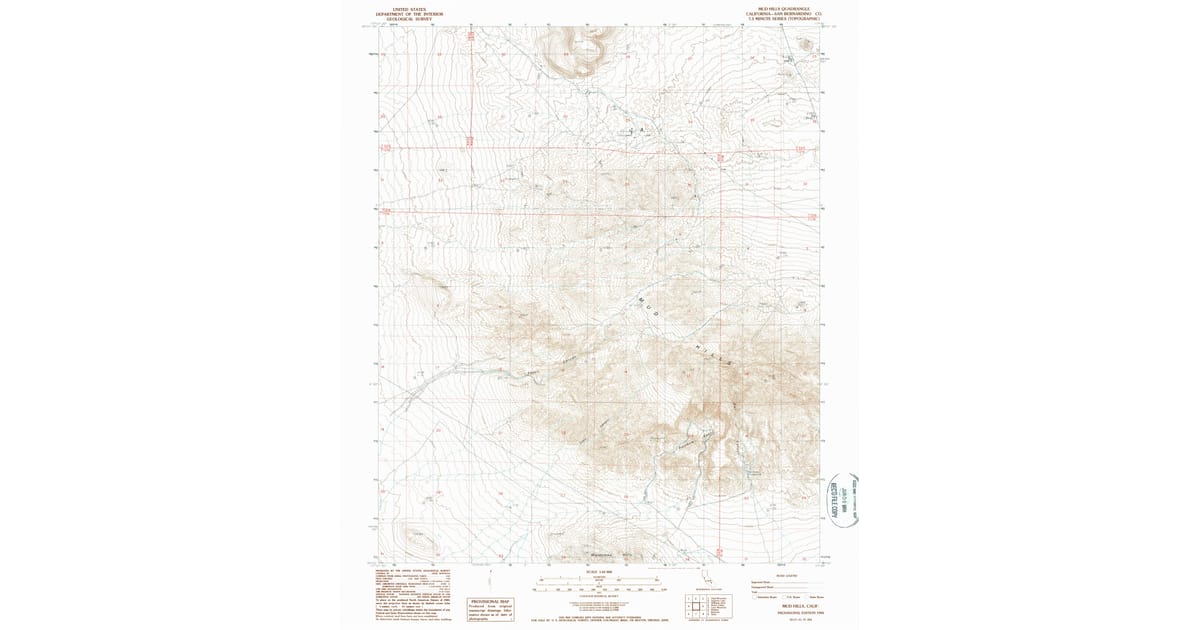 1988 Map of Mud Hills, San Bernardino County, CA — High-Res | Pastmaps