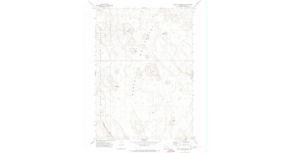 1971 Map of Murphy Waterholes, Lake County, OR — High-Res | Pastmaps