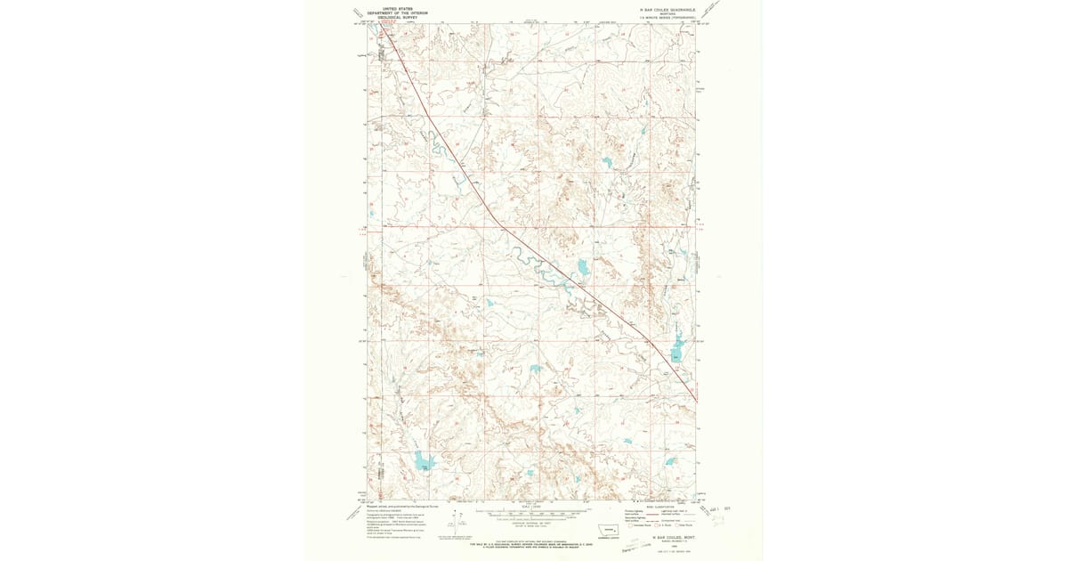 1969 Map of N Bar Coulee, Custer County, MT — High-Res | Pastmaps