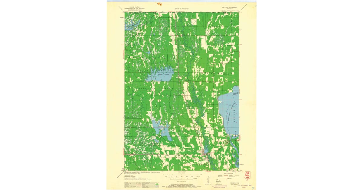 1958 Map of Necedah, WI — High-Res
