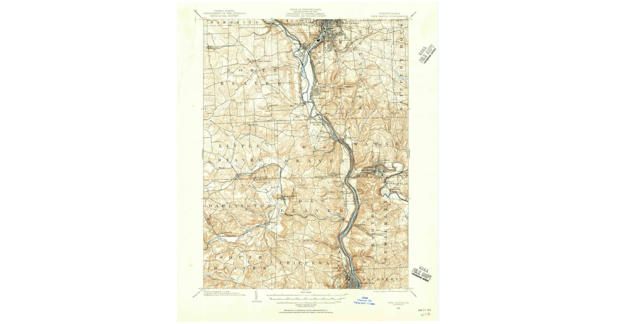 Old Maps of West Mayfield PA for - New Castle Lawrence County Pa Usgs Topo 1902 P1956 Og 1200x630 