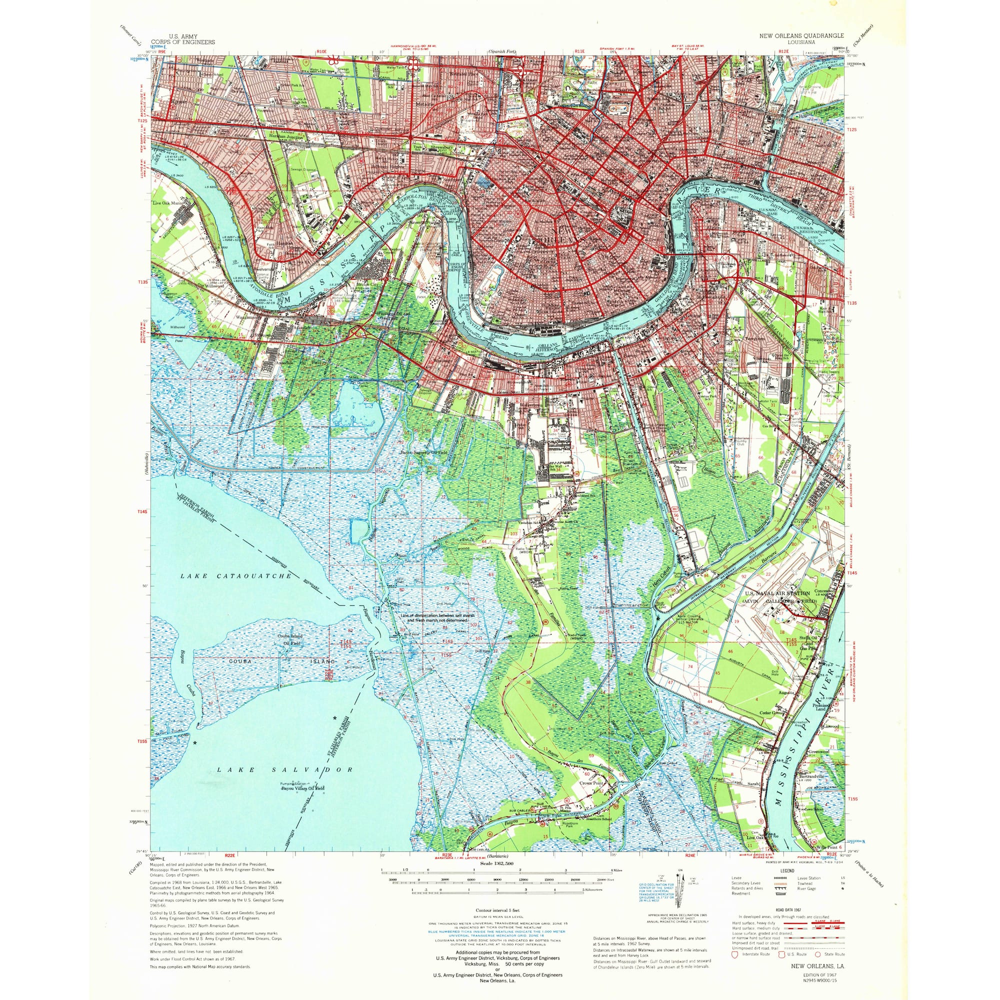 1967 Map of New Orleans, LA — High-Res | Pastmaps