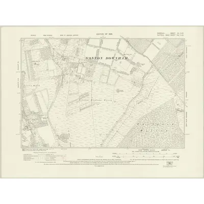 1926 Map of Norfolk CII.NW, 1928 Print