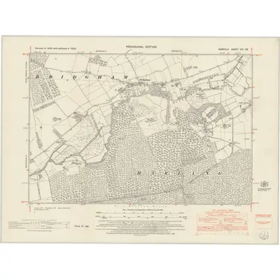 1950 Map of Norfolk CIII.NE, 1953 Print
