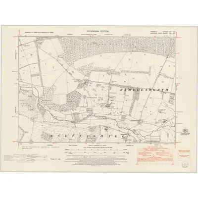 1950 Map of Norfolk CIII.SE, 1953 Print