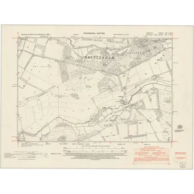 1950 Map of Norfolk CIII.SW, 1953 Print