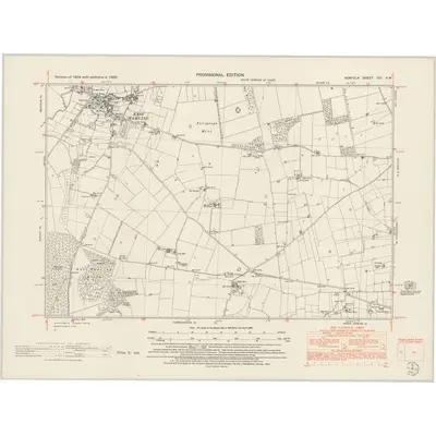 1950 Map of Norfolk CIV.NW, 1953 Print