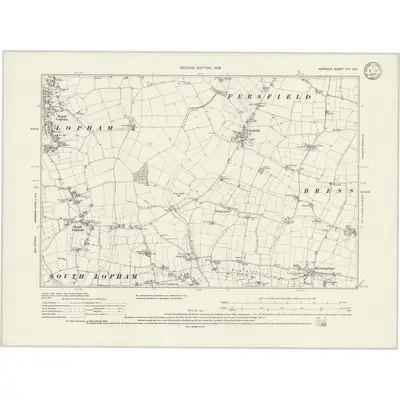 1904 Map of Norfolk CIV.SE, 1933 Print