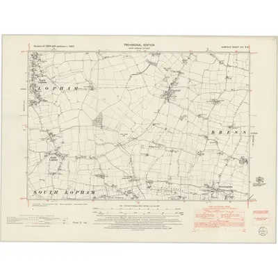 1950 Map of Norfolk CIV.SE, 1953 Print