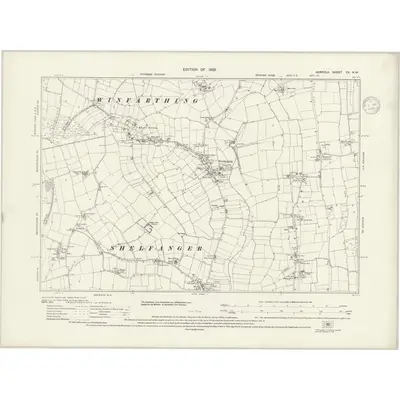 1926 Map of Norfolk CV.NW, 1936 Print