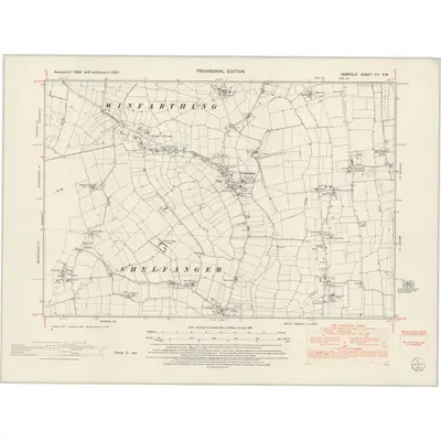 1950 Map of Norfolk CV.NW, 1953 Print