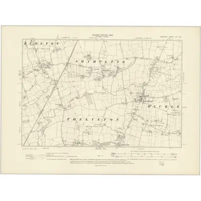 1903 Map of Norfolk CV.SE, 1906 Print