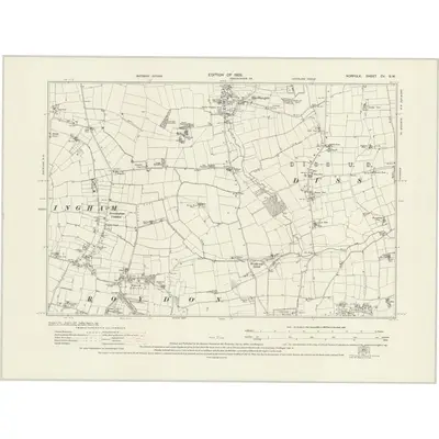 1926 Map of Norfolk CV.SW, 1928 Print