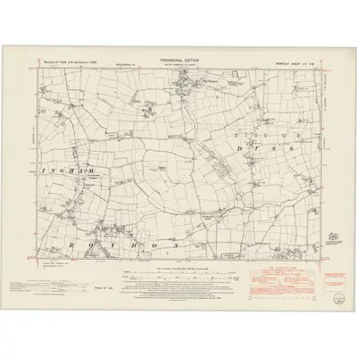 1950 Map of Norfolk CV.SW, 1953 Print