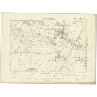 1903 Map of Norfolk CX.NW, 1906 Print